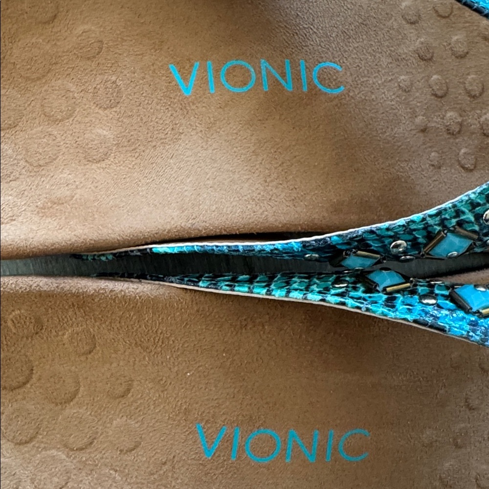 Vionic Rest Floriana 340 Mint Turquoise Beaded Orthopedic Sandals Shoes Size 9 - Picture 3 of 10
